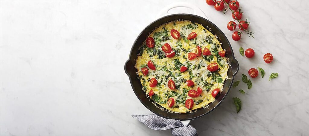 A pan with food in it.